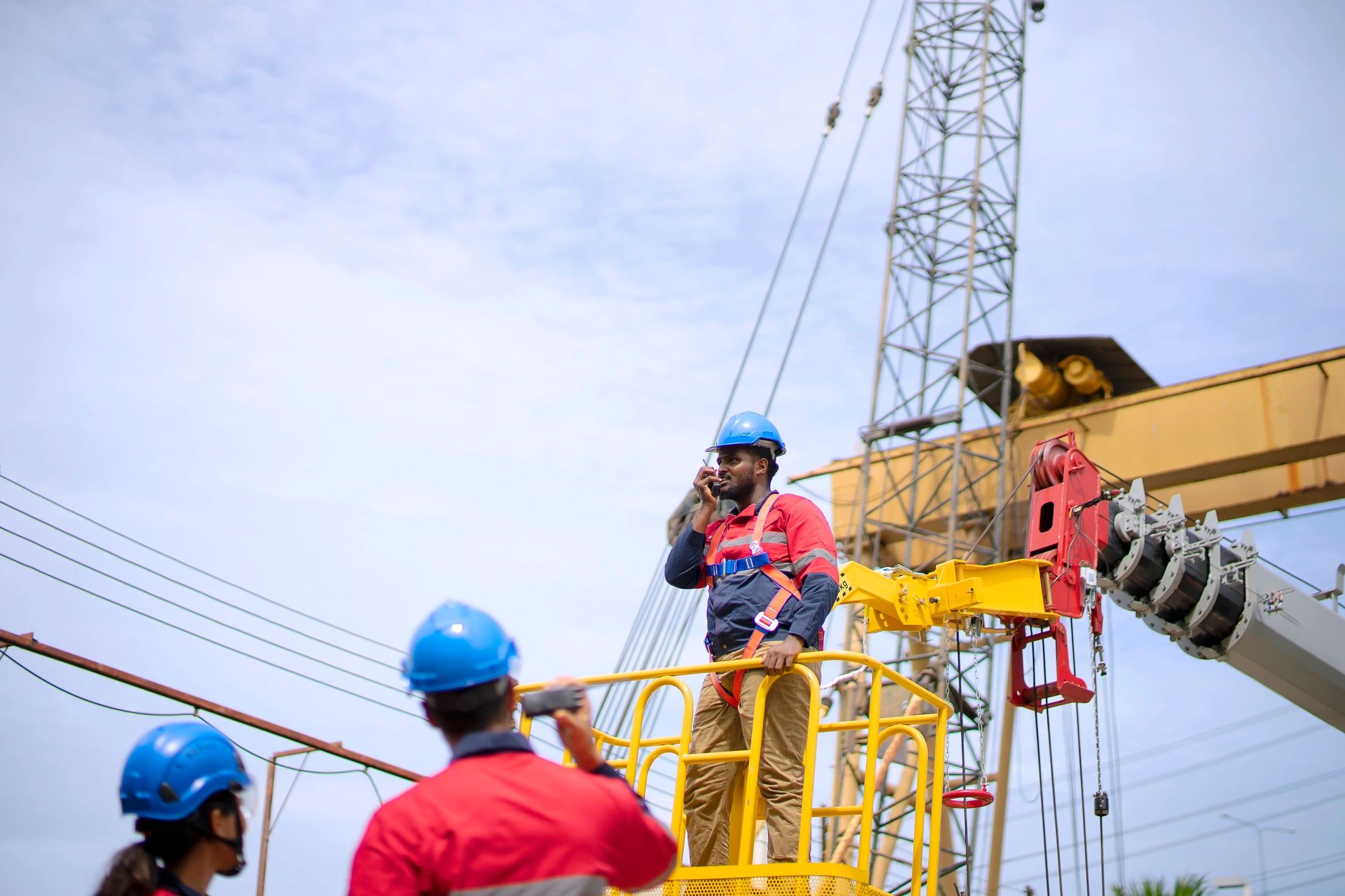 Engineers reviewing plans at a construction site