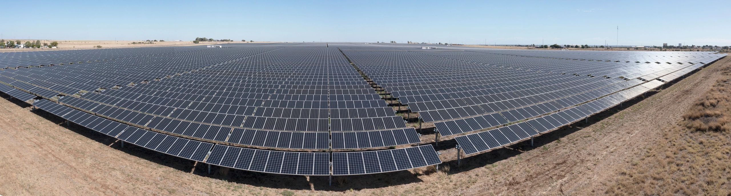Solar panels in a solar farm